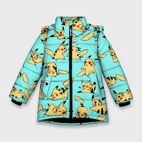 Зимняя куртка для девочек 3D с принтом Pikachu в Курске, ткань верха — 100% полиэстер; подклад — 100% полиэстер, утеплитель — 100% полиэстер. | длина ниже бедра, удлиненная спинка, воротник стойка и отстегивающийся капюшон. Есть боковые карманы с листочкой на кнопках, утяжки по низу изделия и внутренний карман на молнии. 

Предусмотрены светоотражающий принт на спинке, радужный светоотражающий элемент на пуллере молнии и на резинке для утяжки. | game | pikachu | аниме | игры | манги | покемон