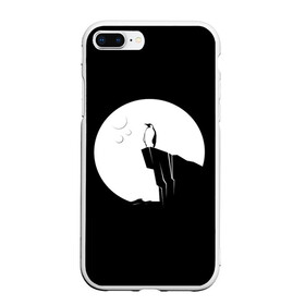 Чехол для iPhone 7Plus/8 Plus матовый с принтом Одинокий Пингвин в Курске, Силикон | Область печати: задняя сторона чехла, без боковых панелей | animal | art | bird | black | pinguin | space | stars | арт | горы | животное | животные | звезды | космос | крылья | луна | небо | пингвин | птица | темнота