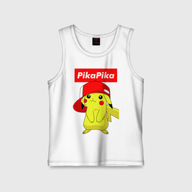 Детская майка хлопок с принтом ПИКАЧУ в Курске,  |  | pika pika | pikachu | pokemon | пика пика | пикачу | покемон