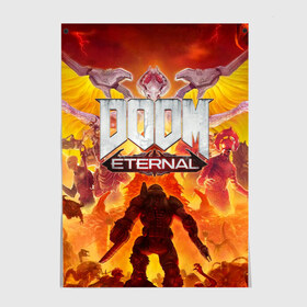 Постер с принтом DOOM Eternal. в Курске, 100% бумага
 | бумага, плотность 150 мг. Матовая, но за счет высокого коэффициента гладкости имеет небольшой блеск и дает на свету блики, но в отличии от глянцевой бумаги не покрыта лаком | doom eternal | esport | game | дорога в ад | дум | дум энтернал | игра | кибердемон | киберспорт | тир