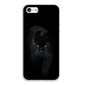 Чехол для iPhone 5/5S матовый с принтом Пантера в Курске, Силикон | Область печати: задняя сторона чехла, без боковых панелей | animal | animals | beast | black | cat | kitten | phanter | животное | животные | зверек | зверь | кот | котики | кошка | кошки | пантера | черная
