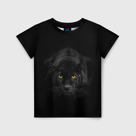 Детская футболка 3D с принтом Пантера в Курске, 100% гипоаллергенный полиэфир | прямой крой, круглый вырез горловины, длина до линии бедер, чуть спущенное плечо, ткань немного тянется | animal | animals | beast | black | cat | kitten | phanter | животное | животные | зверек | зверь | кот | котики | кошка | кошки | пантера | черная