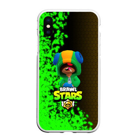 Чехол для iPhone XS Max матовый с принтом Brawl stars LEON в Курске, Силикон | Область печати: задняя сторона чехла, без боковых панелей | bea | brawl stars | bull | colt | crow | leon | leon shark | shark | stars | акула | берли | биа | ворон | динамайк | кольт | леон | леон акула | нита | спайк | шелли | эль примо