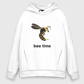 Мужское худи Oversize хлопок с принтом Bee time в Курске, френч-терри — 70% хлопок, 30% полиэстер. Мягкий теплый начес внутри —100% хлопок | боковые карманы, эластичные манжеты и нижняя кромка, капюшон на магнитной кнопке | bee | bee time | sting | tranimals | wings | жало | оса | пчела | шершень