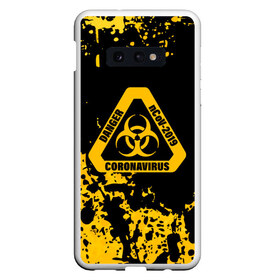 Чехол для Samsung S10E с принтом Danger nCoV - 2019 Coronavirus в Курске, Силикон | Область печати: задняя сторона чехла, без боковых панелей | Тематика изображения на принте: 2019   ncov | coronavirus | covid | covid 19 | ncov | virus | арт | биологическая опасность | болезнь | вирус | знак | карантин | корона | коронавирус | короновирус | мем | мой руки | оставайся дома | пандемия | помой руки