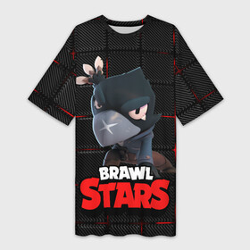Платье-футболка 3D с принтом Brawl Stars Crow (Ворон) в Курске,  |  | brawl | brawl stars | brawlstars | brawlstarsmemes | brawl_stars | clashofclans | clashroyale | plp | supercell | бравл | бравлстарс | ворон