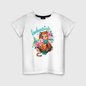 Детская футболка хлопок с принтом Тензи Тигра и Тигре в Курске, 100% хлопок | круглый вырез горловины, полуприлегающий силуэт, длина до линии бедер | enchantimals | детское | для девочек | зверюшки | игрушки | куклы | энчантималс