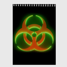 Скетчбук с принтом Biohazard Neon в Курске, 100% бумага
 | 48 листов, плотность листов — 100 г/м2, плотность картонной обложки — 250 г/м2. Листы скреплены сверху удобной пружинной спиралью | Тематика изображения на принте: биохазард | будь здоров | заражение | здоровье | коронавирус | короновирус | маска | медицинская маска | не болей | опасность | пандемия | профилактика | респиратор | эпидемия