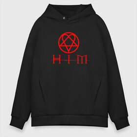 Мужское худи Oversize хлопок с принтом HIM LOGO RED в Курске, френч-терри — 70% хлопок, 30% полиэстер. Мягкий теплый начес внутри —100% хлопок | боковые карманы, эластичные манжеты и нижняя кромка, капюшон на магнитной кнопке | him | music | rock | ville hermanni valo | вало | вилли | готик метал | готик рок | лав метал | рок | хим