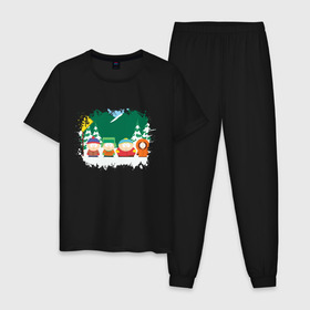 Мужская пижама хлопок с принтом South Park в Курске, 100% хлопок | брюки и футболка прямого кроя, без карманов, на брюках мягкая резинка на поясе и по низу штанин
 | south park | айзек хейз | дженнифер хауэлл | джон хэнсен | мона маршалл | мультик | мэри бергман | мэтт стоун | саус парк | трей паркер | эдриен бирд | эйприл стюарт | элиза шнайдер