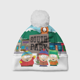 Шапка 3D c помпоном с принтом ЮЖНЫЙ ПАРК | SOUTH PARK (Z) в Курске, 100% полиэстер | универсальный размер, печать по всей поверхности изделия | Тематика изображения на принте: kenny | south park | кенни | мультфильмы | южный парк