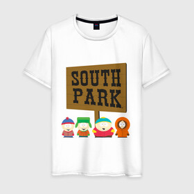 Мужская футболка хлопок с принтом South Park. в Курске, 100% хлопок | прямой крой, круглый вырез горловины, длина до линии бедер, слегка спущенное плечо. | south park | американская культура | американский мультсериал | колорадо | пародия | саус парк | саут парк | черный юмор | четыре мальчика | шоу | южный парк