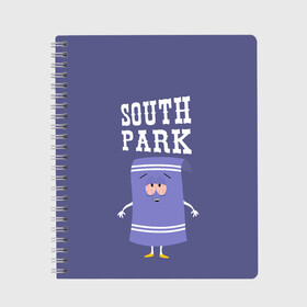 Тетрадь с принтом South Park Полотенчико в Курске, 100% бумага | 48 листов, плотность листов — 60 г/м2, плотность картонной обложки — 250 г/м2. Листы скреплены сбоку удобной пружинной спиралью. Уголки страниц и обложки скругленные. Цвет линий — светло-серый
 | Тематика изображения на принте: south park | баттерс | кайл | кени | кеннет | кенни | мультик | саус парк | стэнли | эрик | южный парк