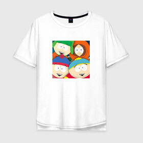 Мужская футболка хлопок Oversize с принтом South Park в Курске, 100% хлопок | свободный крой, круглый ворот, “спинка” длиннее передней части | park | south | south park | картман | кени | они убили кени | парк | сволочи | южный | южный парк