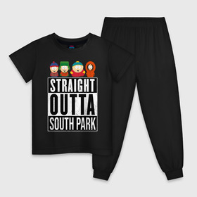 Детская пижама хлопок с принтом SOUTH PARK в Курске, 100% хлопок |  брюки и футболка прямого кроя, без карманов, на брюках мягкая резинка на поясе и по низу штанин
 | animation | cartman | colorado | eric | gangsta | hip hop | kenny | n.w.a | san | south park | usa | жесть | кайл | картман | кенни | мультфильмы | шикарно | эрик | южный парк