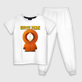 Детская пижама хлопок с принтом ЮЖНЫЙ ПАРК в Курске, 100% хлопок |  брюки и футболка прямого кроя, без карманов, на брюках мягкая резинка на поясе и по низу штанин
 | Тематика изображения на принте: kenny | south park | кенни | мультфильмы | саус парк | южный парк