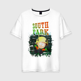 Женская футболка хлопок Oversize с принтом South Park в Курске, 100% хлопок | свободный крой, круглый ворот, спущенный рукав, длина до линии бедер
 | south park | баттерс | кайл | картман | картмен | кени | кеннет | кенни | мультик | саус парк | стэнли | эрик | южный парк