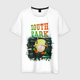 Мужская футболка хлопок с принтом South Park в Курске, 100% хлопок | прямой крой, круглый вырез горловины, длина до линии бедер, слегка спущенное плечо. | south park | баттерс | кайл | картман | картмен | кени | кеннет | кенни | мультик | саус парк | стэнли | эрик | южный парк