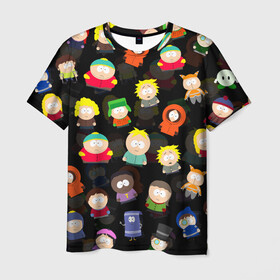 Мужская футболка 3D с принтом ЮЖНЫЙ ПАРК в Курске, 100% полиэфир | прямой крой, круглый вырез горловины, длина до линии бедер | kenny | south park | картман | кенни | мультфильмы | саус парк | южный парк