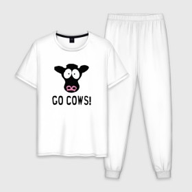Мужская пижама хлопок с принтом South Park Go Cows! в Курске, 100% хлопок | брюки и футболка прямого кроя, без карманов, на брюках мягкая резинка на поясе и по низу штанин
 | 