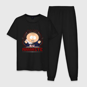 Мужская пижама хлопок с принтом Картман - Намасте в Курске, 100% хлопок | брюки и футболка прямого кроя, без карманов, на брюках мягкая резинка на поясе и по низу штанин
 | 