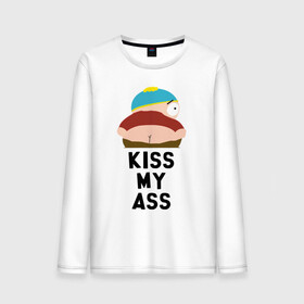 Мужской лонгслив хлопок с принтом KISS MY ASS в Курске, 100% хлопок |  | cartman | kenny | park | south | southpark | картман | кенни | мульт | мультик | парк | персонаж | персонажи | сериал | южный