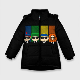 Зимняя куртка для девочек 3D с принтом South Park в Курске, ткань верха — 100% полиэстер; подклад — 100% полиэстер, утеплитель — 100% полиэстер. | длина ниже бедра, удлиненная спинка, воротник стойка и отстегивающийся капюшон. Есть боковые карманы с листочкой на кнопках, утяжки по низу изделия и внутренний карман на молнии. 

Предусмотрены светоотражающий принт на спинке, радужный светоотражающий элемент на пуллере молнии и на резинке для утяжки. | cartman | kenny | park | south | southpark | картман | кенни | мульт | мультик | парк | персонаж | персонажи | сериал | южный