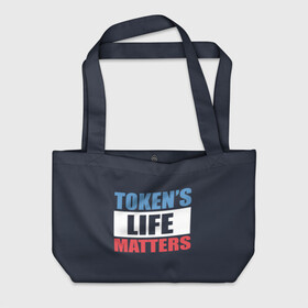 Пляжная сумка 3D с принтом TOKENS LIFE MATTERS в Курске, 100% полиэстер | застегивается на металлическую кнопку; внутренний карман застегивается на молнию. Стенки укреплены специальным мягким материалом, чтобы защитить содержимое от несильных ударов
 | cartman | kenny | park | south | southpark | картман | кенни | мульт | мультик | парк | персонаж | персонажи | сериал | южный