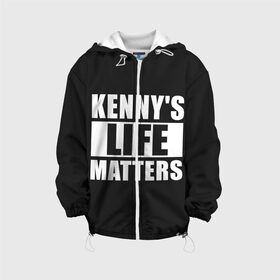 Детская куртка 3D с принтом KENNYS LIFE MATTERS в Курске, 100% полиэстер | застежка — молния, подол и капюшон оформлены резинкой с фиксаторами, по бокам — два кармана без застежек, один потайной карман на груди, плотность верхнего слоя — 90 г/м2; плотность флисового подклада — 260 г/м2 | Тематика изображения на принте: cartman | kenny | park | south | southpark | картман | кенни | мульт | мультик | парк | персонаж | персонажи | сериал | южный