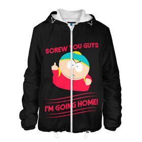 Мужская куртка 3D с принтом Cartman в Курске, ткань верха — 100% полиэстер, подклад — флис | прямой крой, подол и капюшон оформлены резинкой с фиксаторами, два кармана без застежек по бокам, один большой потайной карман на груди. Карман на груди застегивается на липучку | Тематика изображения на принте: cartman | kenny | park | south | southpark | картман | кенни | мульт | мультик | парк | персонаж | персонажи | сериал | южный