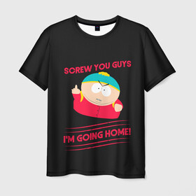 Мужская футболка 3D с принтом Cartman в Курске, 100% полиэфир | прямой крой, круглый вырез горловины, длина до линии бедер | cartman | kenny | park | south | southpark | картман | кенни | мульт | мультик | парк | персонаж | персонажи | сериал | южный