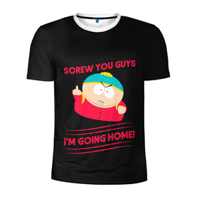Мужская футболка 3D спортивная с принтом Cartman в Курске, 100% полиэстер с улучшенными характеристиками | приталенный силуэт, круглая горловина, широкие плечи, сужается к линии бедра | cartman | kenny | park | south | southpark | картман | кенни | мульт | мультик | парк | персонаж | персонажи | сериал | южный