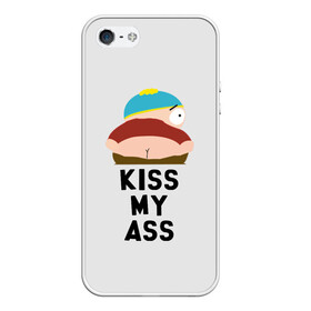 Чехол для iPhone 5/5S матовый с принтом Kiss My Ass в Курске, Силикон | Область печати: задняя сторона чехла, без боковых панелей | cartman | kenny | park | south | southpark | картман | кенни | мульт | мультик | парк | персонаж | персонажи | сериал | южный