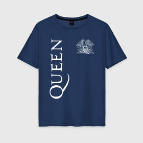 Женская футболка хлопок Oversize с принтом QUEEN в Курске, 100% хлопок | свободный крой, круглый ворот, спущенный рукав, длина до линии бедер
 | queen | квин | мистер робот | музыка | рами малек | рок | фредди меркьюри
