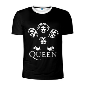 Мужская футболка 3D спортивная с принтом QUEEN (НА СПИНЕ) в Курске, 100% полиэстер с улучшенными характеристиками | приталенный силуэт, круглая горловина, широкие плечи, сужается к линии бедра | Тематика изображения на принте: queen | rock | we will rock you | брайан мэи | группа queen | группа квин | джон дикон | квин | королева | король | роджер тейлор | рок | фредди меркьюри