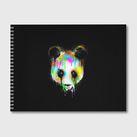 Альбом для рисования с принтом Панда в краске в Курске, 100% бумага
 | матовая бумага, плотность 200 мг. | panda | животные | краска | медведь | милая | няшная | панда | прикольная | смешно | юмор