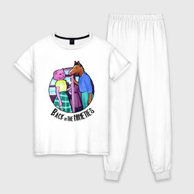 Женская пижама хлопок с принтом Back in the Nineties в Курске, 100% хлопок | брюки и футболка прямого кроя, без карманов, на брюках мягкая резинка на поясе и по низу штанин | 