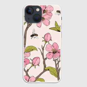 Чехол для iPhone 13 mini с принтом САКУРА | SAKURA в Курске,  |  | animals | bees | chery | flowers | insects | japan | sakura | вишня | животные | насекомые | пчелы | растения | сакура | цветы | цветы сакуры | япония