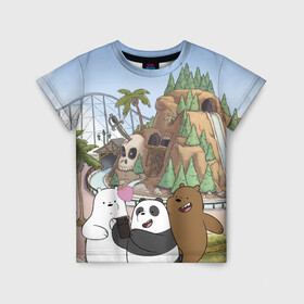 Детская футболка 3D с принтом Вся правда о медведях. Селфи в Курске, 100% гипоаллергенный полиэфир | прямой крой, круглый вырез горловины, длина до линии бедер, чуть спущенное плечо, ткань немного тянется | grizzly | ice bear | panda | the three bare bears | vdzajul | we bare bears | белый | вся правда о медведях | гризли | панда | правда