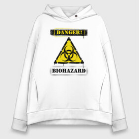 Женское худи Oversize хлопок с принтом Biohazard в Курске, френч-терри — 70% хлопок, 30% полиэстер. Мягкий теплый начес внутри —100% хлопок | боковые карманы, эластичные манжеты и нижняя кромка, капюшон на магнитной кнопке | bio | biohazard | coronavirus | covid 19 | covid2019 | danger | epidemic | epidemy | hazard | pandemic | virus | биозаражение | вирус | заражение | коронавирус | опасность | пандемия | эпидемия