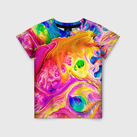 Детская футболка 3D с принтом TIE DYE в Курске, 100% гипоаллергенный полиэфир | прямой крой, круглый вырез горловины, длина до линии бедер, чуть спущенное плечо, ткань немного тянется | Тематика изображения на принте: abstraction | geometry | hexagon | neon | paints | stripes | texture | tie dye | triangle | абстракция | брызги | геометрия | краски | неон | неоновый | соты | тай дай | текстура