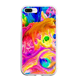 Чехол для iPhone 7Plus/8 Plus матовый с принтом TIE DYE в Курске, Силикон | Область печати: задняя сторона чехла, без боковых панелей | abstraction | geometry | hexagon | neon | paints | stripes | texture | tie dye | triangle | абстракция | брызги | геометрия | краски | неон | неоновый | соты | тай дай | текстура