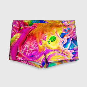 Детские купальные плавки 3D с принтом TIE DYE в Курске, Полиэстер 85%, Спандекс 15% | Слитный крой, подклад по переду изделия, узкие бретели | Тематика изображения на принте: abstraction | geometry | hexagon | neon | paints | stripes | texture | tie dye | triangle | абстракция | брызги | геометрия | краски | неон | неоновый | соты | тай дай | текстура