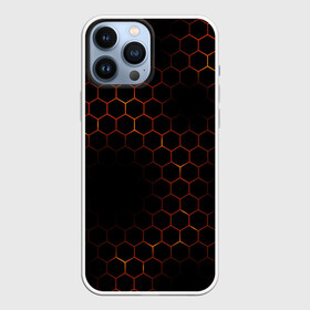 Чехол для iPhone 13 Pro Max с принтом ОГНЕННЫЕ СОТЫ | FIRE COMBS в Курске,  |  | abstraction | geometry | hexagon | neon | paints | stripes | texture | triangle | абстракция | брызги | геометрия | краски | неон | неоновый | соты | текстура