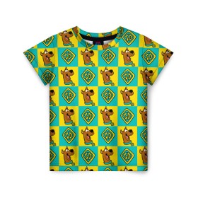 Детская футболка 3D с принтом Scooby-Doo Logo в Курске, 100% гипоаллергенный полиэфир | прямой крой, круглый вырез горловины, длина до линии бедер, чуть спущенное плечо, ткань немного тянется | Тематика изображения на принте: scooby doo | vdosadir | скуберт фон дуенхеймер | скуби ду | уильям ханна