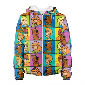 Женская куртка 3D с принтом Scooby-Doo Сharacters в Курске, ткань верха — 100% полиэстер, подклад — флис | прямой крой, подол и капюшон оформлены резинкой с фиксаторами, два кармана без застежек по бокам, один большой потайной карман на груди. Карман на груди застегивается на липучку | Тематика изображения на принте: fred jones | scooby doo | vdosadir | velma dinkle | велма динкли | дафна блейк | скуберт фон дуенхеймер | скуби ду | уильям ханна | фред джонс