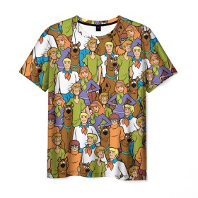 Мужская футболка 3D с принтом Scooby-Doo Team в Курске, 100% полиэфир | прямой крой, круглый вырез горловины, длина до линии бедер | fred jones | scooby doo | vdosadir | velma dinkle | велма динкли | дафна блейк | скуберт фон дуенхеймер | скуби ду | уильям ханна | фред джонс | шегги