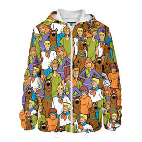 Мужская куртка 3D с принтом Scooby-Doo Team в Курске, ткань верха — 100% полиэстер, подклад — флис | прямой крой, подол и капюшон оформлены резинкой с фиксаторами, два кармана без застежек по бокам, один большой потайной карман на груди. Карман на груди застегивается на липучку | fred jones | scooby doo | vdosadir | velma dinkle | велма динкли | дафна блейк | скуберт фон дуенхеймер | скуби ду | уильям ханна | фред джонс | шегги