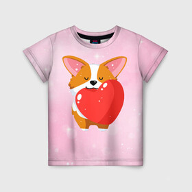 Детская футболка 3D с принтом Милый корги в Курске, 100% гипоаллергенный полиэфир | прямой крой, круглый вырез горловины, длина до линии бедер, чуть спущенное плечо, ткань немного тянется | corgi | корги | маленькая собачка | милый | милый корги | рыжая | рыжая собачка | собака | собачка | такси