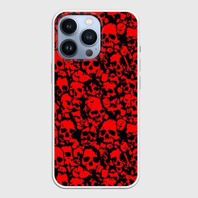 Чехол для iPhone 13 Pro с принтом КРАСНЫЕ ЧЕРЕПА | RED SKULL в Курске,  |  | abstraction | bones | geometry | hexagon | neon | paints | skull | stripes | texture | triangle | абстракция | брызги | геометрия | краски | неон | неоновый | соты | текстура | черепа